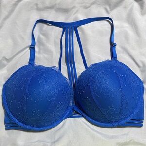 Elegant Blue Lace Bra